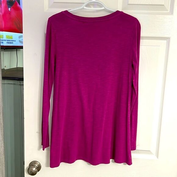 Soft Surroundings Grape colored embroidered long sleeve top/tunic - Picture 2 of 6